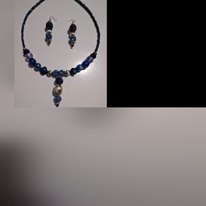 Hand made beaded necklace and earrings set